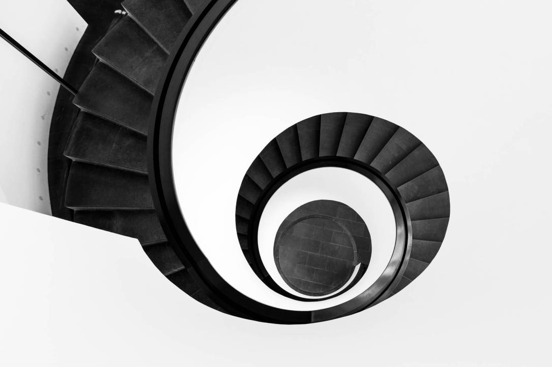 black spiral staircase